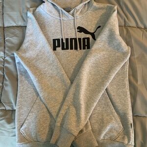Puma Light Gray Hoodie with Black Logo